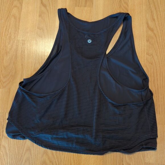 Lululemon Lean In Tank Womens 8 Purple Layered Cropped Active Workout - Picture 3 of 7